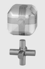 Solid model of a jack inside a cube