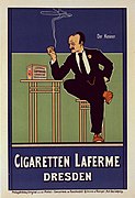 This is a German poster by Fritz Rehm for Laferme Cigarettes (published 1896-1900)