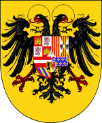 This is the imperial Coat of arms of Charles V, Holy Roman Emperor. From the time of Otto the Great onward, the various German princes elected one of their peers as King of the Germans, after which he would be crowned as emperor by the Pope. The last emperor to be crowned by the pope was Charles V; all emperors after him were technically emperors-elect, but were universally referred to as Emperor.