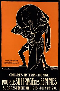 Poster for the Seventh Conference of the International Woman Suffrage Alliance, by Anna Soós Korànyi (restored by Adam Cuerden)