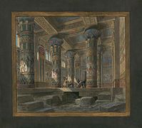 Set design by Philippe Chaperon for Act4 sc2 of Aida by Verdi 1880 Paris