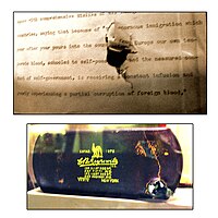 Teddy Roosevelt's assassination bullet damage, speech and eyeglass case. "As an experienced hunter and anatomist, Roosevelt correctly concluded that since he was not coughing blood, the bullet had not reached his lung, and he declined suggestions to go to the hospital immediately. Instead, he delivered his scheduled speech with blood seeping into his shirt. He spoke for 90 minutes before completing his speech and accepting medical attention."
