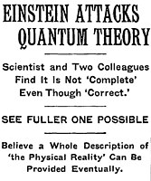 NYTimes story that scooped the 1935 EPR_paradox paper and irritated Albert Einstein who didn't appreciate it appearing before the paper itself. This is why we now have news embargos.