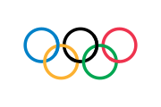 This flag of the Olympic Games that has been designed by Pierre de Coubertin reminds the viewer of the minimalism of Mondrian. According to Coubertin "This design is symbolic; it represents the five continents of the world, united by Olympism, while the six colours are those that appear on all the national flags of the world at the present time"[31]