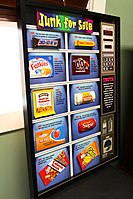 Junk food poster at a USMC health center with "satirical labels and nutrition facts to explain why junk food can ruin any diet." I unskewed the original image using Graphic Converter.