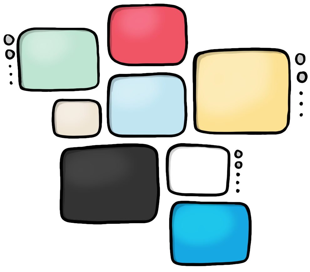 Colorful handdrawn squares used to represent empty screens