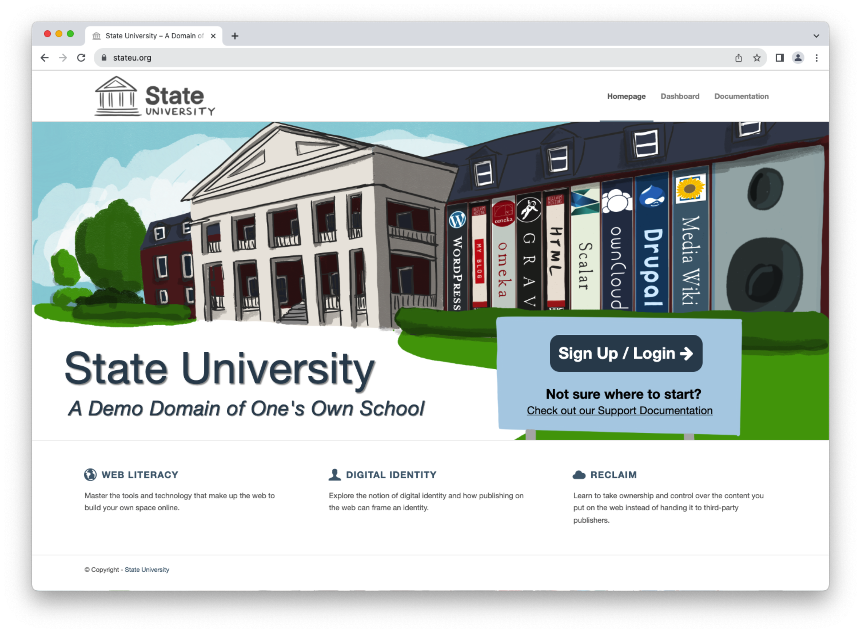 Screenshot of the State University Homepage