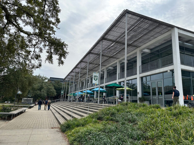 The Tulane Lavin-Bernick Center is the campus student center, surrounded by trees.