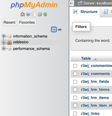 A wide crop of the top navigation bar in phpMyAdmin, highlighting the active Export tab.