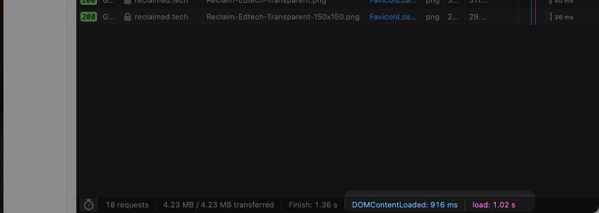 Network panel with page resources sorted by size to identify large files that may slow page loading.